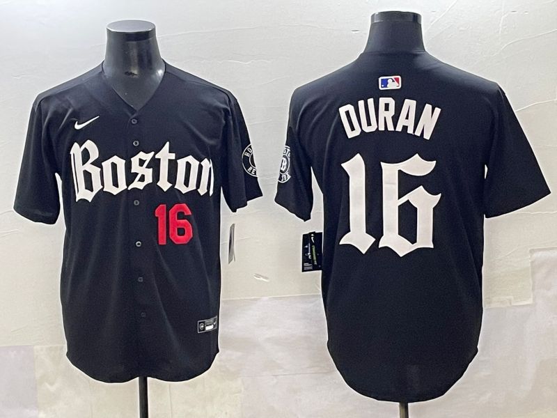 Men 2025 Boston Red Sox #16 Duran Black Five generations Joint Name Nike MLB Jersey style 2